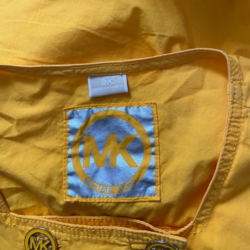 Michael Kors Yellow Double-Breasted Womens 100% Cotton Jacket Size 2X Lagenlook - Picture 7 of 9
